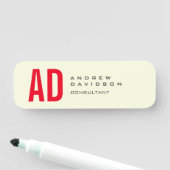 ミニマモダンリストイニシャルレッドモノグラムベージュ 名札 (インサイチュ)