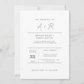 ミニマモダンリストイニシャル結婚ズ 招待状 (正面)