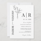 ミニマモダンリストイニシャル結婚式招待状 招待状 (正面)