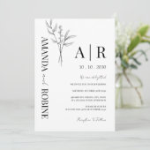 ミニマモダンリストイニシャル結婚式招待状 招待状 (スタンド正面)