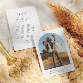 ミニマモダンリストイニシャルArch Photo結婚's サンキューカード