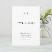 ミニマモダンリストウェディング日付の保存招待状 セーブザデート (スタンド正面)