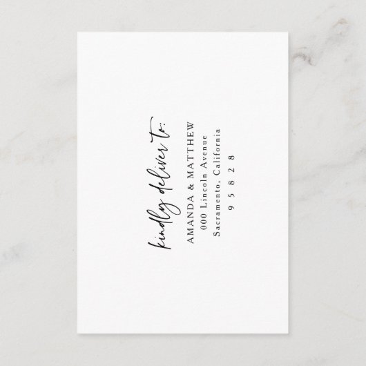 ミニマモダンリストウェディングRSVPカード エンクロージャーカード (裏面)