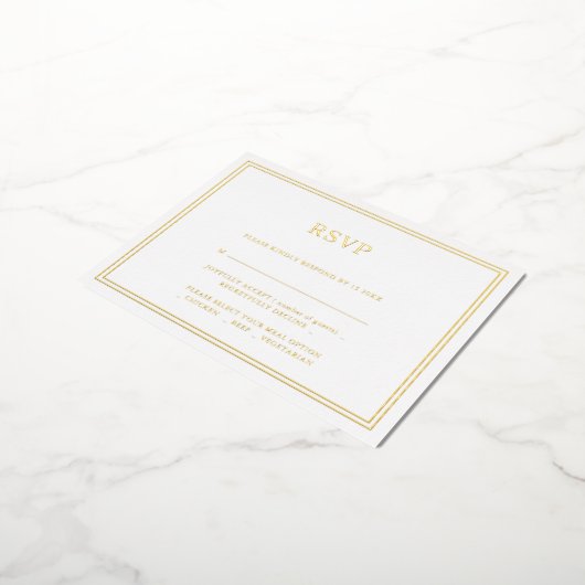 ミニマモダンリストウェディングRSVPフォイル招待状ポー 箔招待状ポストカード (回転した状態)