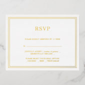 ミニマモダンリストウェディングRSVPフォイル招待状ポー 箔招待状ポストカード (正面)