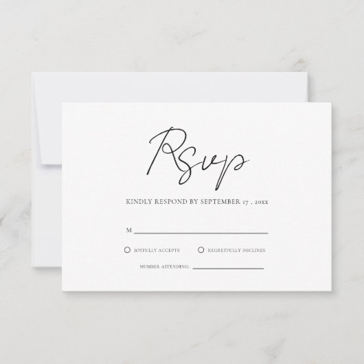 ミニマモダンリストウェディングRSVP 出欠カード (正面)