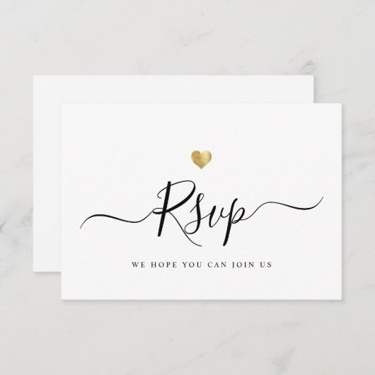 ミニマモダンリストウェディングRSVP + 4ディナーオプション 出欠カード (正面/裏面)