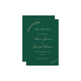 ミニマモダンリストエメラルド金ゴールド葉と開花 セーブザデート