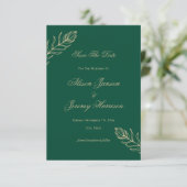 ミニマモダンリストエメラルド&金ゴールドボタニカル開花 セーブザデート (スタンド正面)