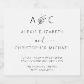 ミニマモダンリストエレガントな結婚酒ボトルラ リキュールボトルラベル (シングルラベル)