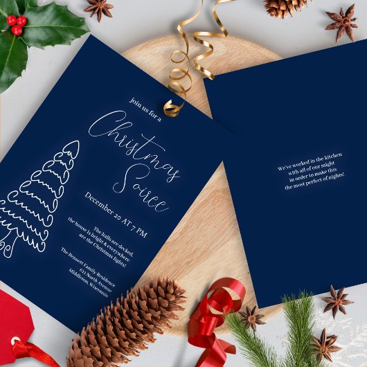 ミニマモダンリストエレガントのユニーククリスマスパーティー 招待状