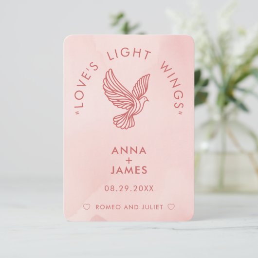 ミニマモダンリストエレガントのロミオとジュリエット結婚の サンキューカード (スタンド正面)