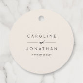ミニマモダンリストエレガントカスタムウェディングアイボリー フェイバータグ (裏面)