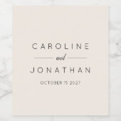 ミニマモダンリストエレガントカスタムウェディングアイボリー ワインラベル (シングルラベル)