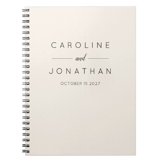 ミニマモダンリストエレガントカスタムウェディングクリーム ノートブック (正面)