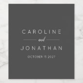 ミニマモダンリストエレガントカスタムウェディングブラック ワインラベル (シングルラベル)