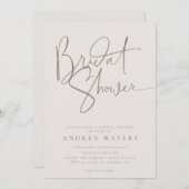 ミニマモダンリストエレガントクラシックブライダルシャワー 招待状 (正面/裏面)