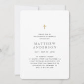 ミニマモダンリストエレガントクロス男の赤ちゃんバプテスマ 招待状 (正面)