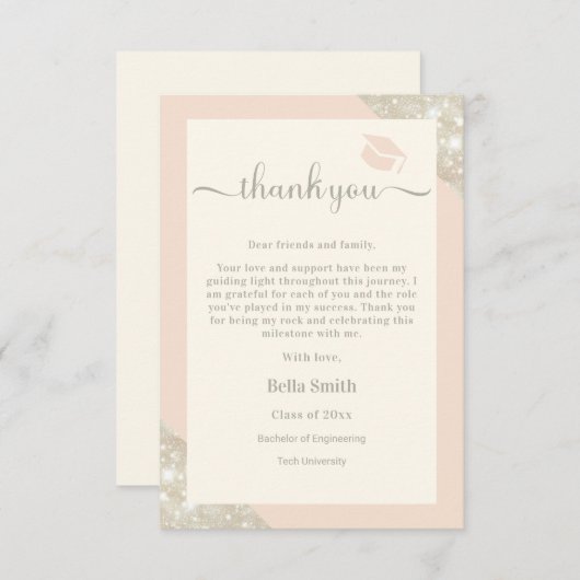 ミニマモダンリストエレガントグラッドサンキューカード サンキューカード (正面/裏面)