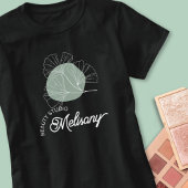 ミニマモダンリストエレガントグリーンフローララインアート Tシャツ