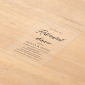 ミニマモダンリストエレガントシンプルリハーサルディナー アクリル招待状 (レイダウン)