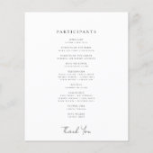 ミニマモダンリストエレガントシンプル結婚式 プログラム (裏面)