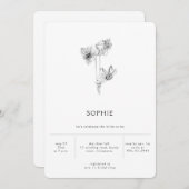 ミニマモダンリストエレガントダフォディルブライダルシャワー 招待状 (正面/裏面)