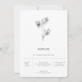 ミニマモダンリストエレガントダフォディルブライダルシャワー 招待状 (正面)