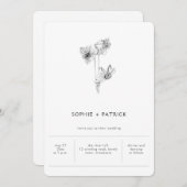 ミニマモダンリストエレガントダフォディル春の結婚式 招待状 (正面/裏面)