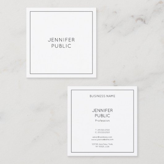 ミニマモダンリストエレガントテンプレートクリエイティブ スクエア名刺 (正面/裏面)