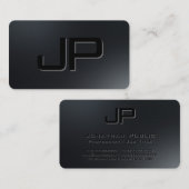ミニマモダンリストエレガントテンプレートブラックモノグラム 名刺 (正面/裏面)