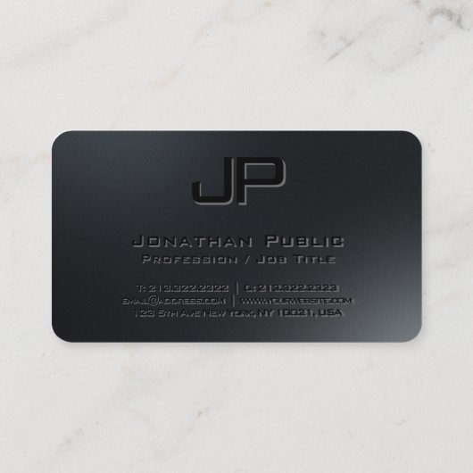 ミニマモダンリストエレガントテンプレートブラックモノグラム 名刺 (裏面)