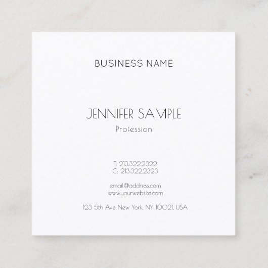 ミニマモダンリストエレガントデザインテンプレートラグジュアリ スクエア名刺 (裏面)