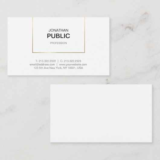 ミニマモダンリストエレガントデザイントレンディー金ゴールドプレーン 名刺 (正面/裏面)
