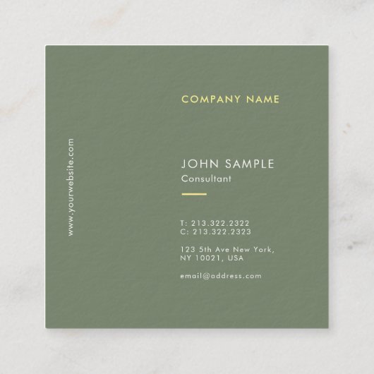 ミニマモダンリストエレガントトレンディーカラーテンプレート スクエア名刺 (裏面)