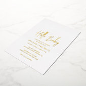 ミニマモダンリストエレガントハローベビーシャワー金ゴールド 箔招待状 (回転した状態)