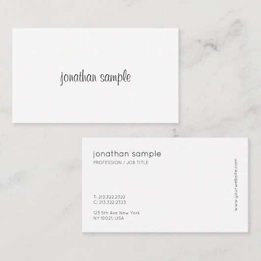 ミニマモダンリストエレガントハンドスクリプトシンプルプレーン 名刺 (正面/裏面)