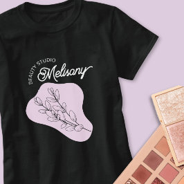 ミニマモダンリストエレガントピンクフローララインアート Tシャツ