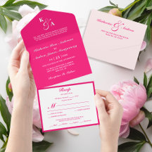 ミニマモダンリストエレガントピンクモノグラム結婚ズ