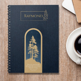 ミニマモダンリストエレガントフォレスト金ゴールド深いブルー ノートブック
