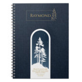 ミニマモダンリストエレガントフォレスト金ゴールド深いブルー ノートブック (正面)