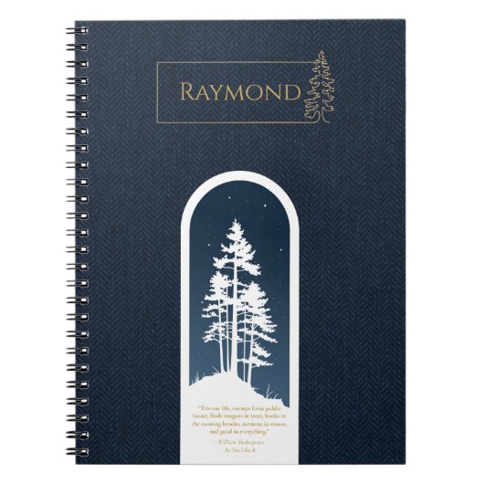 ミニマモダンリストエレガントフォレスト金ゴールド深いブルー ノートブック (正面)