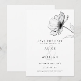 ミニマモダンリストエレガントフローラ結婚ズ セーブザデート