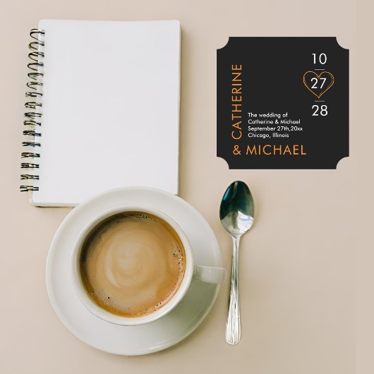 ミニマモダンリストエレガントブラックとオレンジ ペーパーコースター