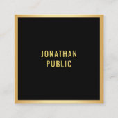 ミニマモダンリストエレガントブラックと金ゴールドテンプレート スクエア名刺