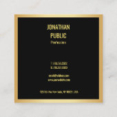 ミニマモダンリストエレガントブラックと金ゴールドテンプレート スクエア名刺 (裏面)