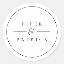 ミニマモダンリストエレガントブラック&ホワイト結婚ズ ラウンドシール