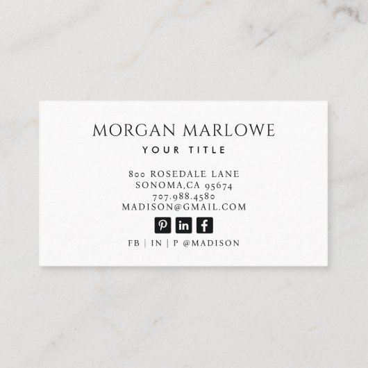 ミニマモダンリストエレガントプロフェッショナルネイビーブルー 名刺 (裏面)