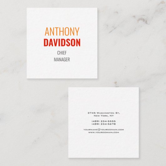 ミニマモダンリストエレガントプロフェッショナル平野 スクエア名刺 (正面/裏面)