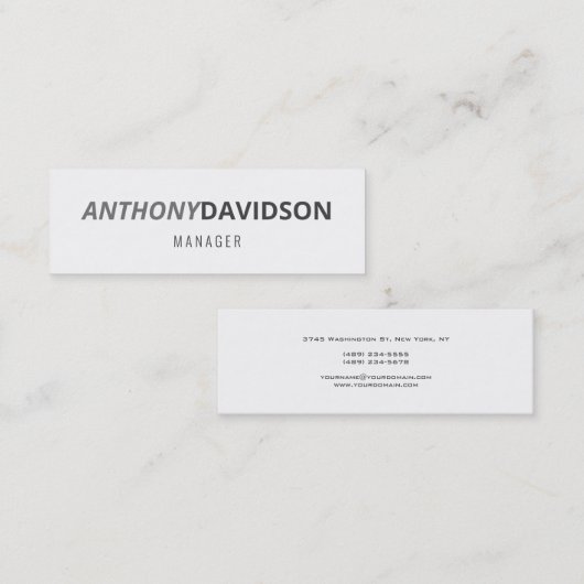 ミニマモダンリストエレガントプロフェッショナル スキニー名刺 (正面/裏面)